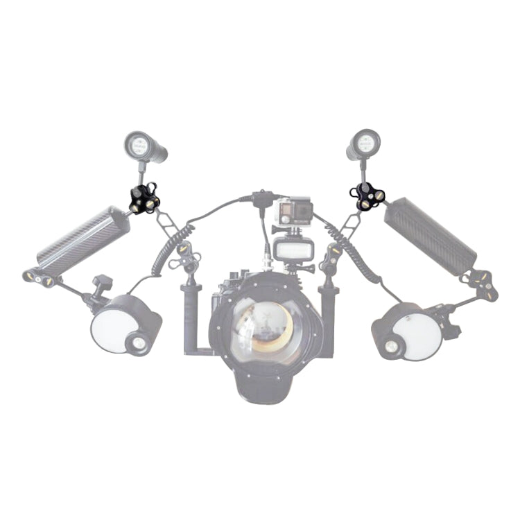 PULUZ Morsetto a sfera tripla Staffa per fotocamera subacquea a foro aperto Morsetto per torcia a molla in alluminio CNC per sistema di fotografia subacquea subacquea