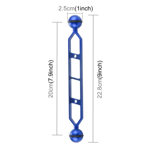 Braccio a doppia sfera in lega di alluminio PULUZ da 9,0 pollici 22,8 cm, diametro sfera: 25 mm, 9.0 inch (Blue)