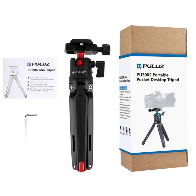 PULUZ Mini treppiede da tavolo tascabile in metallo con testa a sfera a 360 gradi per DSLR e fotocamere digitali, altezza regolabile: 11-21 cm, Desktop Tripod with Head