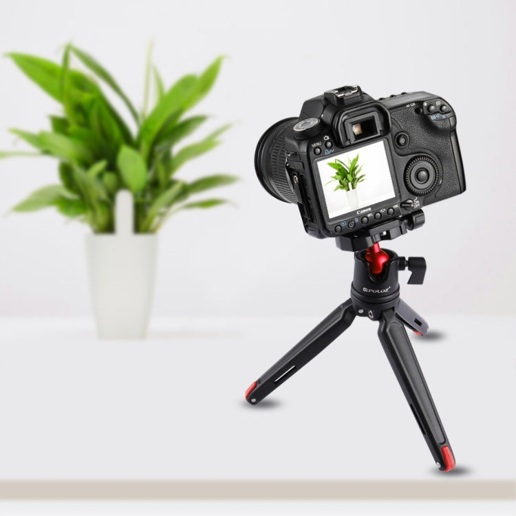 PULUZ Mini treppiede da tavolo tascabile in metallo con testa a sfera a 360 gradi per DSLR e fotocamere digitali, altezza regolabile: 11-21 cm, Desktop Tripod with Head
