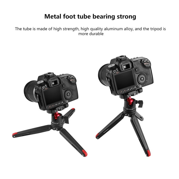 PULUZ Mini treppiede da tavolo tascabile in metallo con testa a sfera a 360 gradi per DSLR e fotocamere digitali, altezza regolabile: 11-21 cm, Desktop Tripod with Head