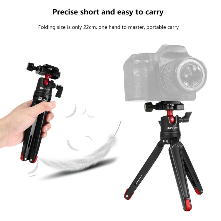 PULUZ Mini treppiede da tavolo tascabile in metallo con testa a sfera a 360 gradi per DSLR e fotocamere digitali, altezza regolabile: 11-21 cm, Desktop Tripod with Head