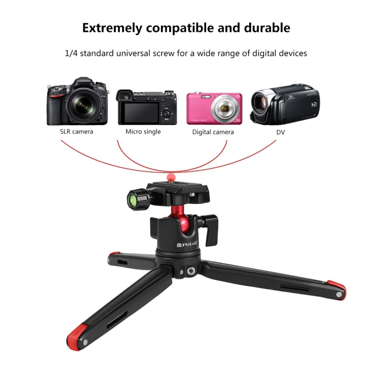 PULUZ Mini treppiede da tavolo tascabile in metallo con testa a sfera a 360 gradi per DSLR e fotocamere digitali, altezza regolabile: 11-21 cm, Desktop Tripod with Head