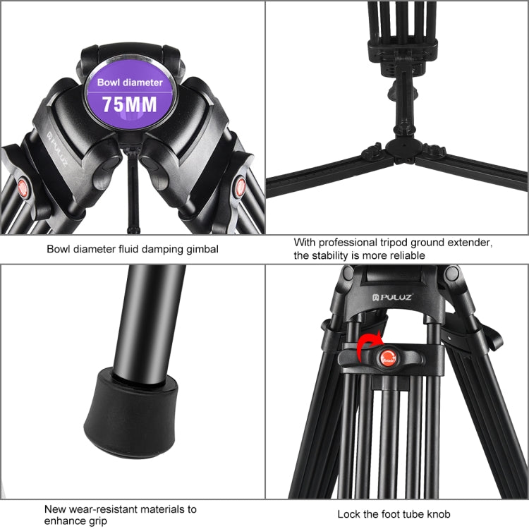 Treppiede professionale in lega di alluminio per videocamera resistente, Tripod