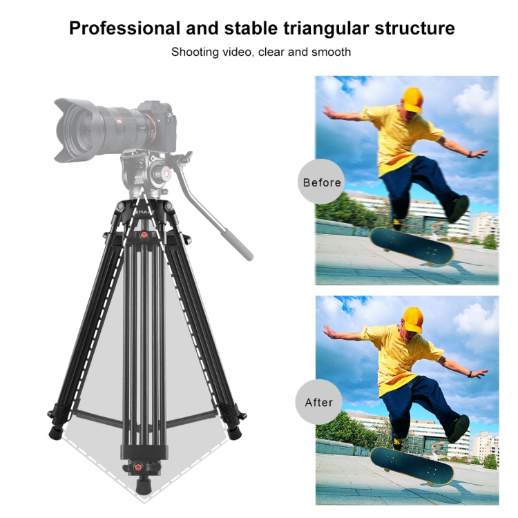 Treppiede professionale in lega di alluminio per videocamera resistente, Tripod