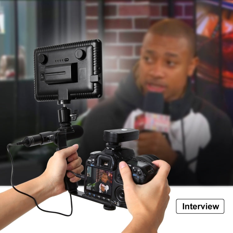 Supporto per impugnatura portatile con staffa a forma di L PULUZ con supporti per pattino freddo a doppio lato per flash video, fotocamera DSLR, Bracket