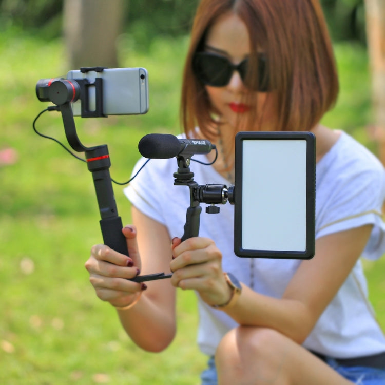 Supporto per impugnatura portatile con staffa a forma di L PULUZ con supporti per pattino freddo a doppio lato per flash video, fotocamera DSLR, Bracket