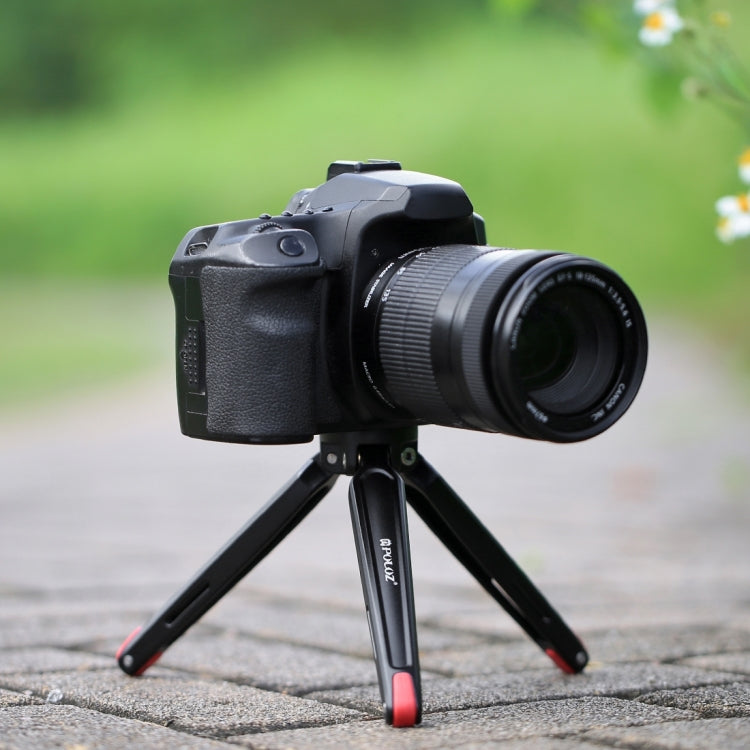 PULUZ Pocket Mini Treppiede da Tavolo in Metallo con Vite Adattatore Filettata da 1/4" a 3/8" per DSLR e Fotocamere Digitali, Altezza Regolabile: 4,5-15 cm, Carico: 20 kg