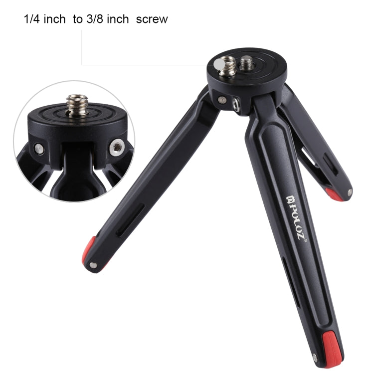 PULUZ Pocket Mini Treppiede da Tavolo in Metallo con Vite Adattatore Filettata da 1/4" a 3/8" per DSLR e Fotocamere Digitali, Altezza Regolabile: 4,5-15 cm, Carico: 20 kg