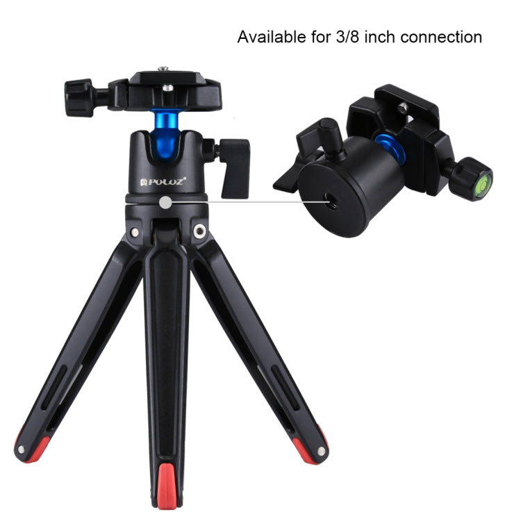 PULUZ Pocket Mini Treppiede da Tavolo in Metallo con Vite Adattatore Filettata da 1/4" a 3/8" per DSLR e Fotocamere Digitali, Altezza Regolabile: 4,5-15 cm, Carico: 20 kg