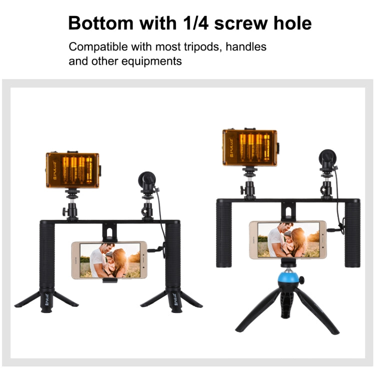 PULUZ Vlogging Trasmissione dal vivo Smartphone Video Rig Filmmaking Registrazione Maniglia Stabilizzatore Staffa in alluminio per iPhone, Galaxy, Huawei, Xiaomi, HTC, LG, Google e altri smartphone, Aluminum Bracket