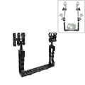 Stabilizzatore per vassoio in alluminio a doppia impugnatura PULUZ con morsetto in lega di alluminio a doppia sfera per custodie per fotocamere subacquee, Dual Ball