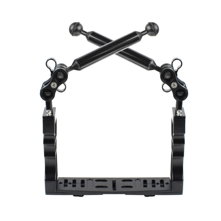 PULUZ Stabilizzatore per vassoio in alluminio a doppia impugnatura con 2 morsetti a doppia sfera in lega di alluminio e braccio galleggiante da 2 x 7 pollici per custodie per fotocamere subacquee, 2 x Dual Ball(Black)