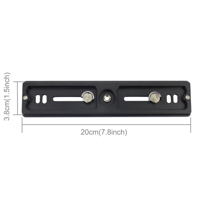 PULUZ 200mm Lunghezza PU-200 Piastra a Sgancio Rapido in Lega di Alluminio-Magnesio Morsetto QR per Testa a Sfera Treppiede Benro B3 / J2 /J3