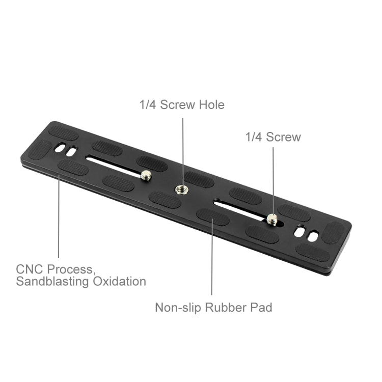 PULUZ 200mm Lunghezza PU-200 Piastra a Sgancio Rapido in Lega di Alluminio-Magnesio Morsetto QR per Testa a Sfera Treppiede Benro B3 / J2 /J3