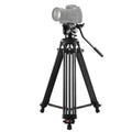 PULUZ Treppiede professionale per videocamera resistente in lega di alluminio con testa fluida per fotocamera DSLR/SLR, altezza regolabile: 80-160 cm, 80-160cm Tripod