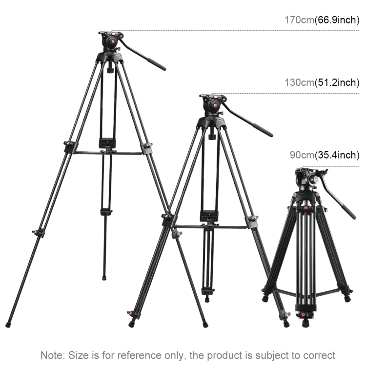PULUZ Treppiede professionale per videocamera resistente in lega di alluminio con testa fluida per fotocamera DSLR/SLR, altezza regolabile: 80-160 cm