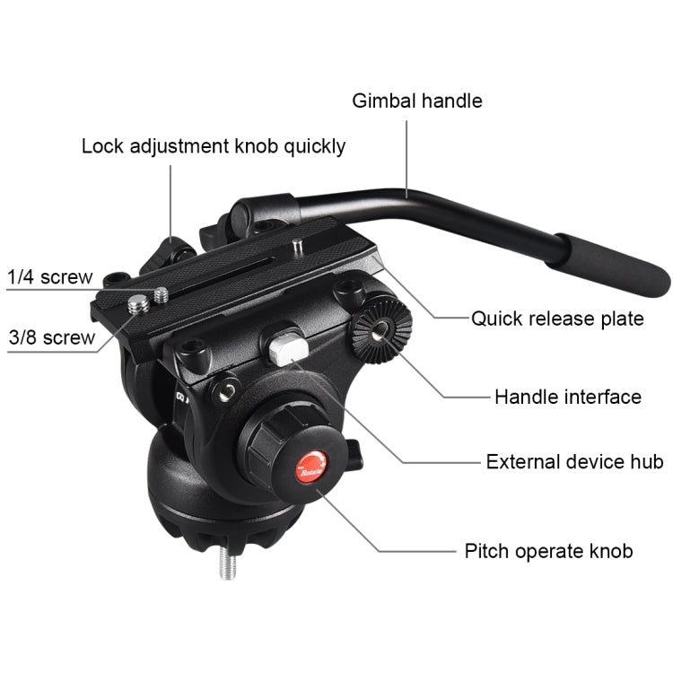 PULUZ Treppiede professionale per videocamera resistente in lega di alluminio con testa fluida per fotocamera DSLR/SLR, altezza regolabile: 80-160 cm