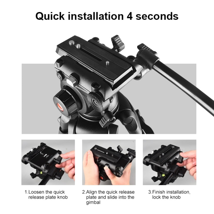 PULUZ Treppiede professionale per videocamera resistente in lega di alluminio con testa fluida per fotocamera DSLR/SLR, altezza regolabile: 80-160 cm