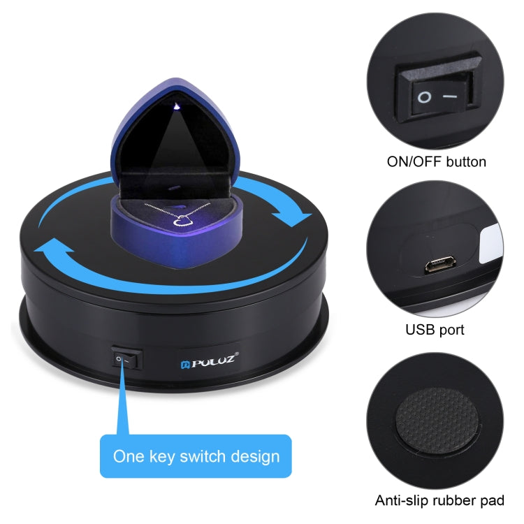 PULUZ 15 cm USB Giradischi Elettrico Espositore Puntelli per Riprese Video Giradischi per Fotografia, Carico 1-5 kg