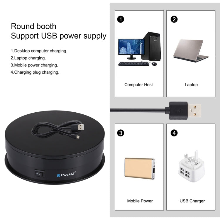 PULUZ 15 cm USB Giradischi Elettrico Espositore Puntelli per Riprese Video Giradischi per Fotografia, Carico 1-5 kg