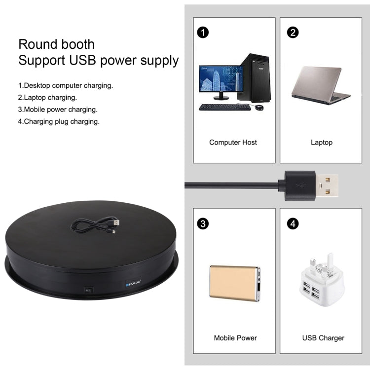PULUZ 30 cm USB Giradischi Elettrico Espositore Puntelli per Riprese Video Giradischi per Fotografia, Carico 10-20 kg