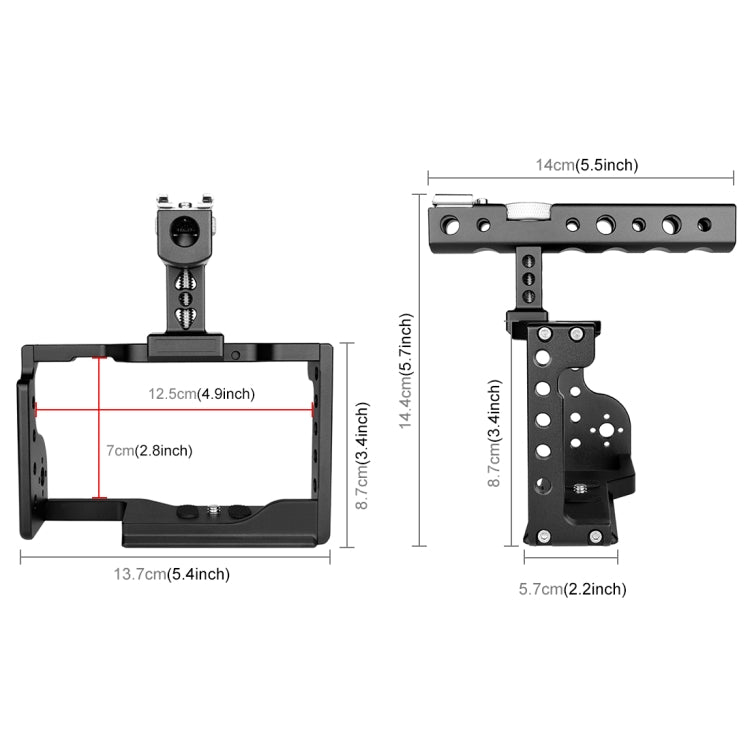Stabilizzatore gabbia videocamera PULUZ con maniglia per Sony A6600 / ILCE-6600, For Sony A6600