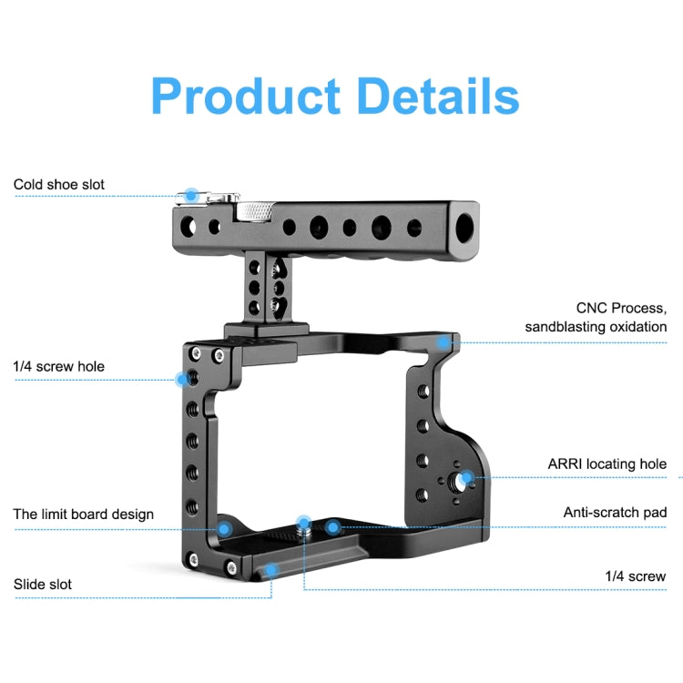 Stabilizzatore gabbia videocamera PULUZ con maniglia per Sony A6600 / ILCE-6600, For Sony A6600