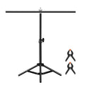 Staffa per barra trasversale per fondale, supporto per fondale per studio fotografico a forma di T da 67 cm con clip, senza fondale, Backdrop Stand