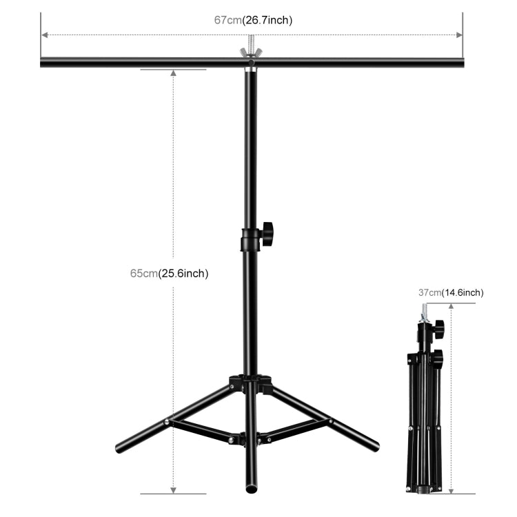 Staffa per barra trasversale per fondale, supporto per fondale per studio fotografico a forma di T da 67 cm con clip, senza fondale, Backdrop Stand