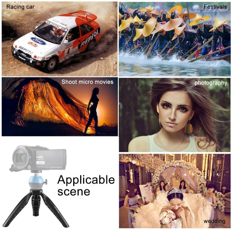 PULUZ Semplice Mini Supporto da Tavolo per Treppiede in ABS con Vite da 1/4 di Pollice per DSLR e Fotocamere Digitali, Altezza di Lavoro: 9 cm, ABS Tripod