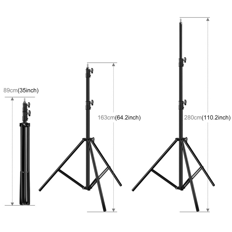 PULUZ Supporto per treppiede pieghevole a 3 sezioni, altezza 2,8 m, per luce video fotografica/luce per fondale