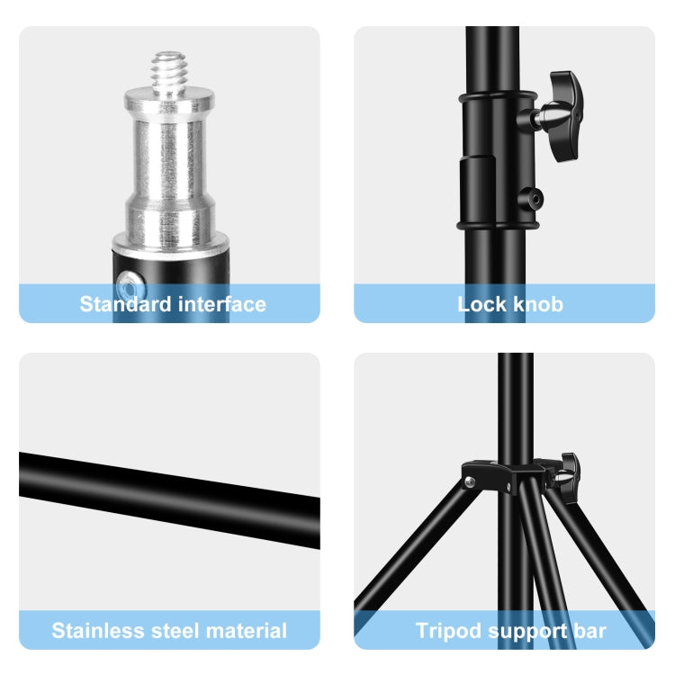 PULUZ Supporto per treppiede pieghevole a 3 sezioni, altezza 2,8 m, per luce video fotografica/luce per fondale