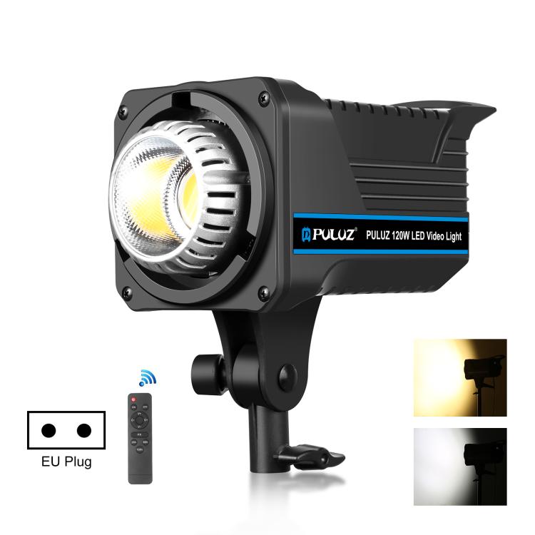 PULUZ 220V 150W Luce video da studio 3200K-5600K Sistema di dissipazione del calore integrato a doppia temperatura di colore con telecomando, 120W 2700K-6500K EU Plug, 120W 2700K-6500K UK Plug, 120W 2700K-6500K US Plug