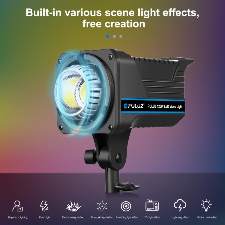 PULUZ 220V 150W Luce video da studio 3200K-5600K Sistema di dissipazione del calore integrato a doppia temperatura di colore con telecomando, 120W 2700K-6500K EU Plug, 120W 2700K-6500K UK Plug, 120W 2700K-6500K US Plug