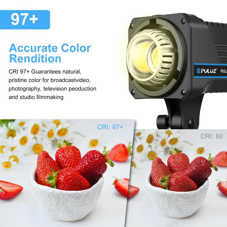 PULUZ 220V 150W Luce video da studio 3200K-5600K Sistema di dissipazione del calore integrato a doppia temperatura di colore con telecomando, 120W 2700K-6500K EU Plug, 120W 2700K-6500K UK Plug, 120W 2700K-6500K US Plug
