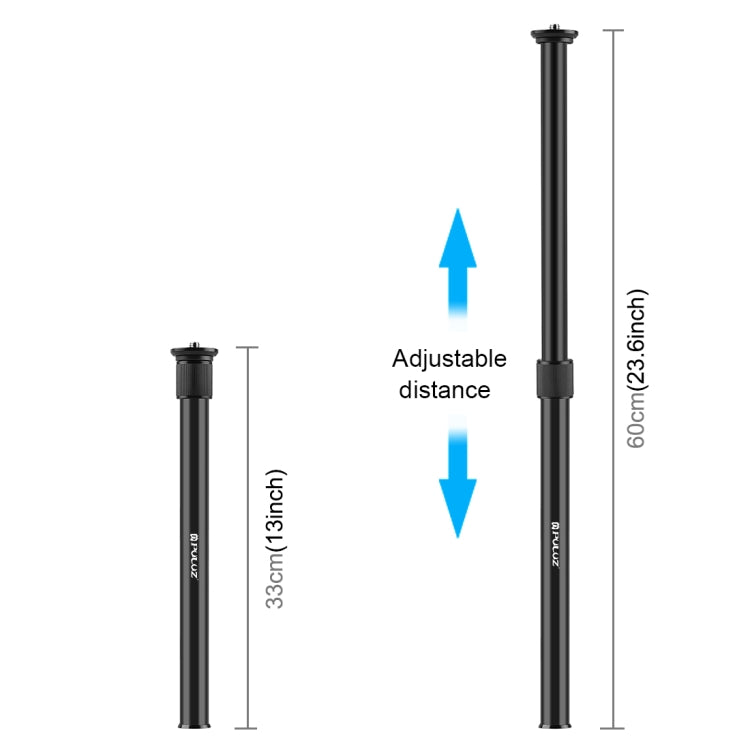 Supporto per monopiede con asta centrale con prolunga telescopica PULUZ, lunghezza asta: 33-60 cm, Extension Rod