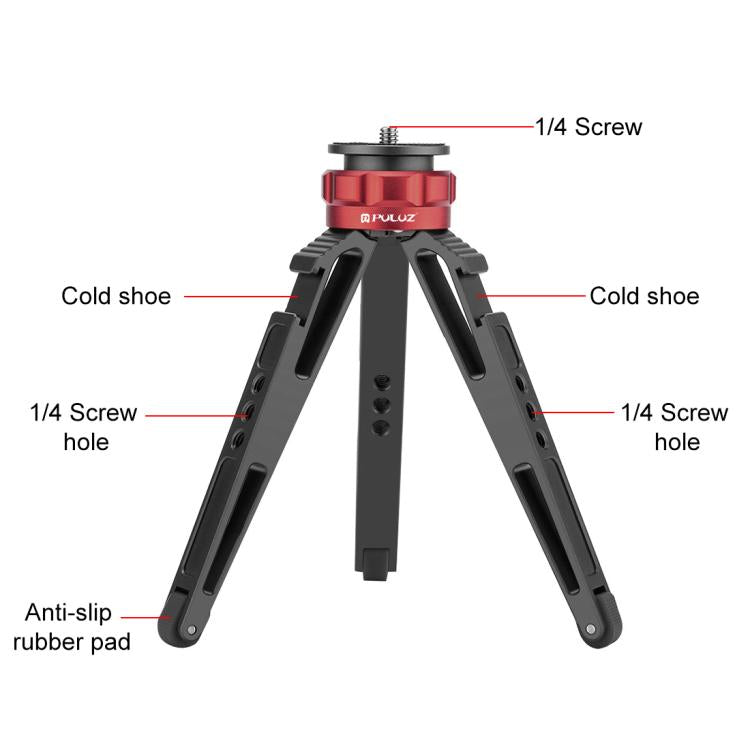PULUZ Supporto per treppiede da tavolo per vlogging live con basi per scarpe fredde per DSLR e fotocamere digitali, altezza regolabile: 7,5-14,5 cm, Desktop Live Tripod
