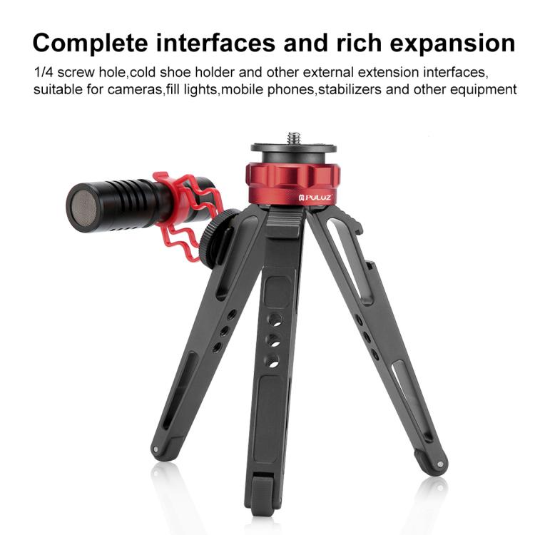 PULUZ Supporto per treppiede da tavolo per vlogging live con basi per scarpe fredde per DSLR e fotocamere digitali, altezza regolabile: 7,5-14,5 cm, Desktop Live Tripod