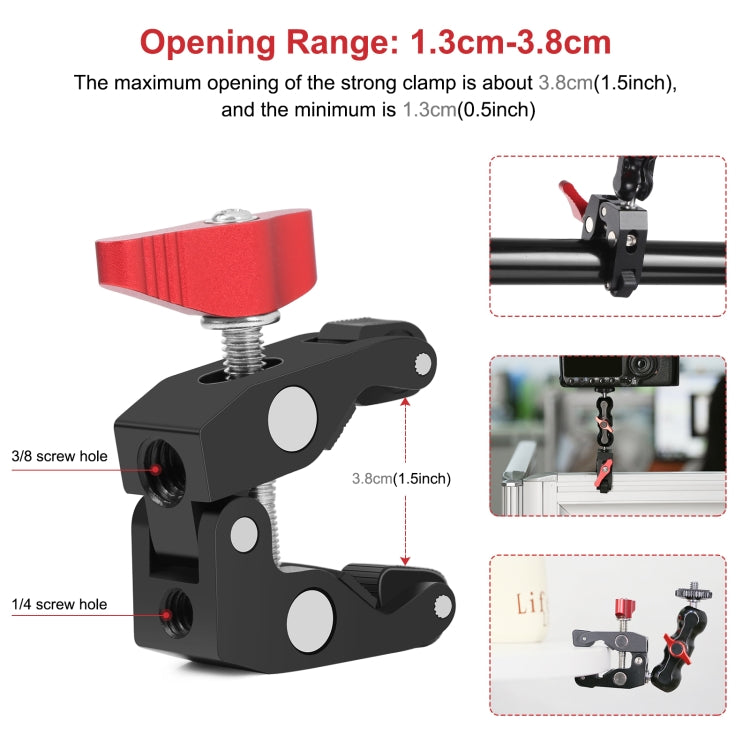 PULUZ Pinza per granchio con morsetto a sfera con braccio magico multifunzione Clip, Ball Mount Clamp
