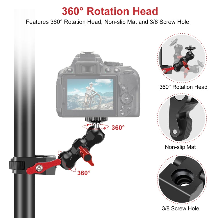 PULUZ Pinza per granchio con morsetto a sfera con braccio magico multifunzione Clip, Ball Mount Clamp