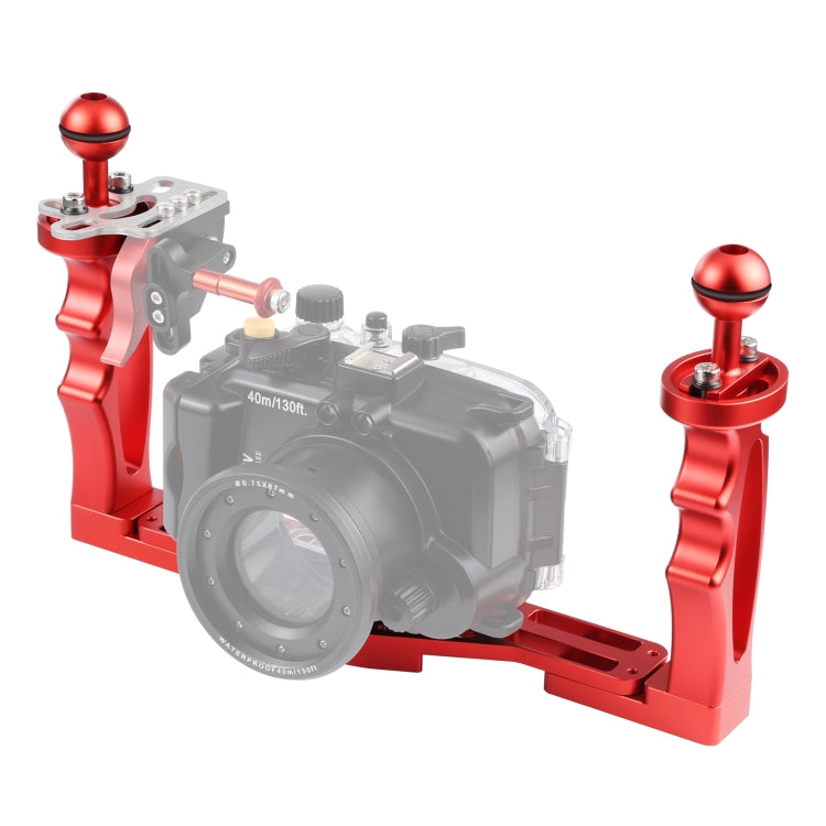 Stabilizzatore per vassoio in lega di alluminio a doppia impugnatura PULUZ per custodie per fotocamere subacquee, Light Aluminium Tray Stabilizer(Red), Light Aluminium Tray Stabilizer(Black)