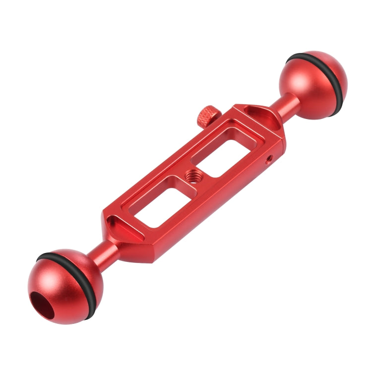 PULUZ Braccio a doppia sfera regolabile in lega di alluminio da 7,9 pollici 20 cm con filettatura 1/4, diametro sfera: 25 mm, 7.9 inch(Red)