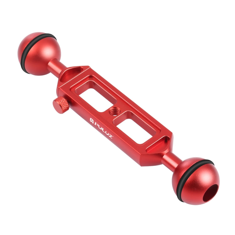 PULUZ Braccio a doppia sfera regolabile in lega di alluminio da 7,9 pollici 20 cm con filettatura 1/4, diametro sfera: 25 mm, 7.9 inch(Red)