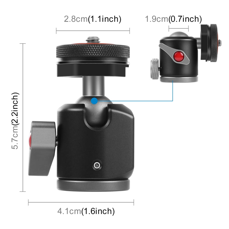 Adattatore per testa a sfera per treppiede in lega di alluminio Dual Cold Shoes PULUZ, Dual Cold Shoes