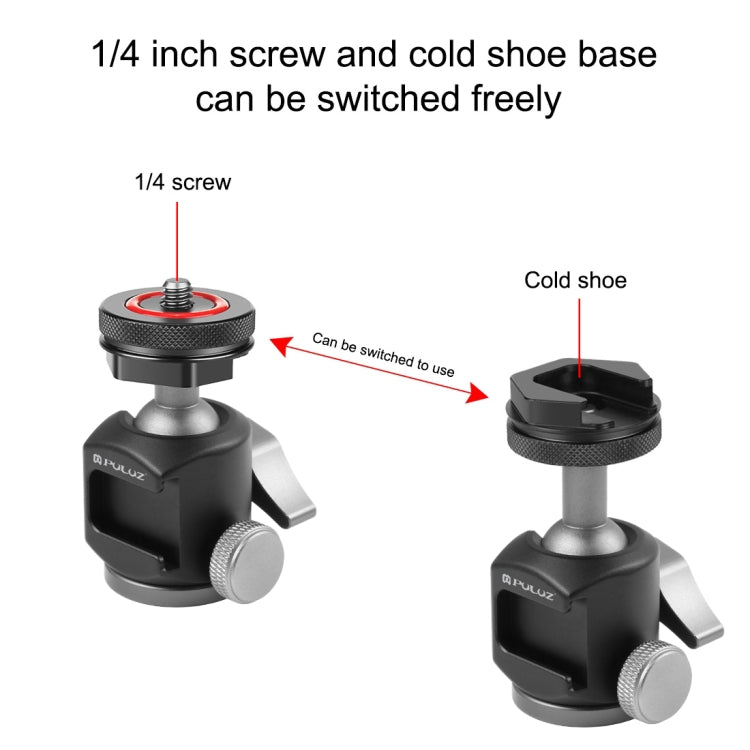 Adattatore per testa a sfera per treppiede in lega di alluminio Dual Cold Shoes PULUZ, Dual Cold Shoes