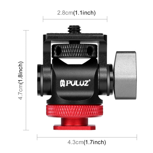 Adattatore per montaggio su scarpa fredda con testa a sfera per treppiede oscillante Mini PULUZ da 180 gradi, Mini 180 Degree Ball Head(Red), Mini 180 Degree Ball Head(Silver)