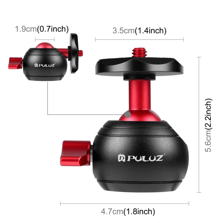 Adattatore per testa a sfera per treppiede panoramico in metallo PULUZ a 360 gradi, 360 Panorama (Red)