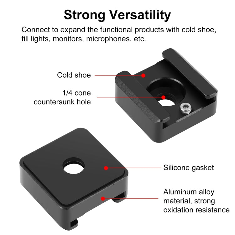 PULUZ Espandi Adattatore per montaggio su slitta fredda Microfono Flash Light Staffa di supporto in lega di alluminio, PULUZ Expand Cold Shoe