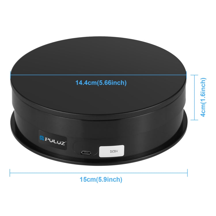 PULUZ Espositore per piattaforma girevole con regolazione della velocità da 15 cm, carico: 3 kg, 15cm Load 3kg Black, 15cm Load 3kg White